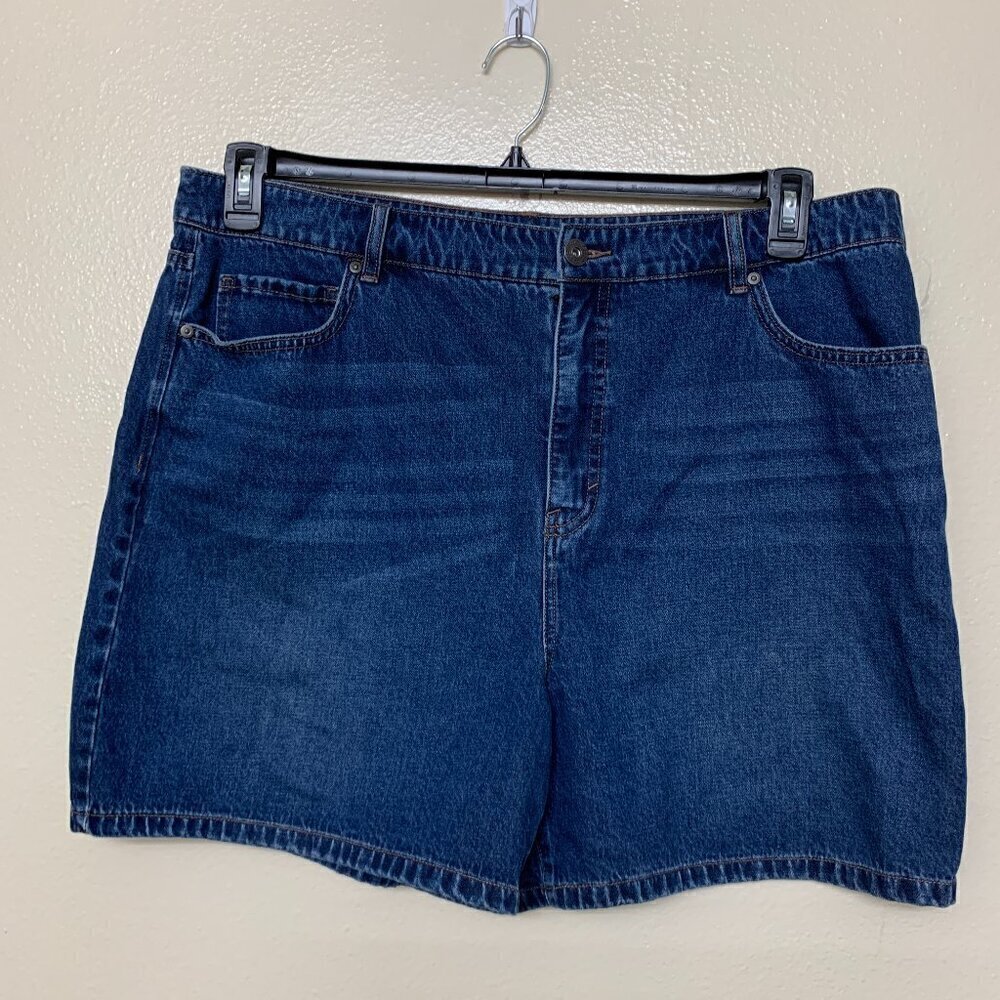 Style & Co Dark Wash Denim Shorts High Rise Classic Jean Shorts Casual Sz 18